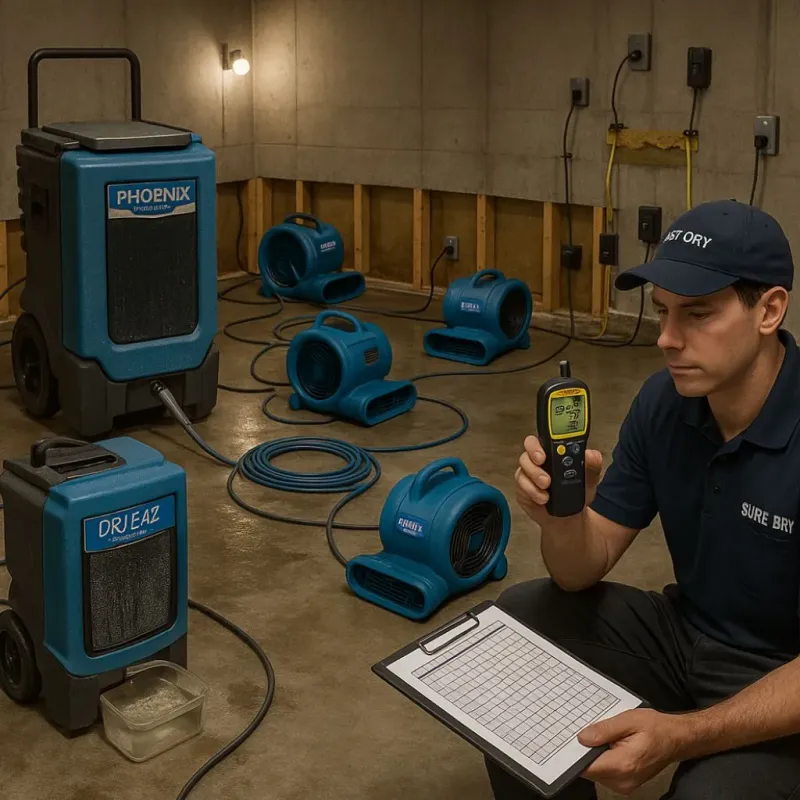 Structural Drying and Dehumidification process in Frazee, MN